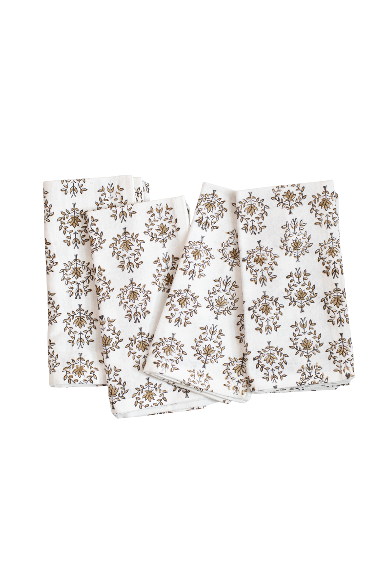 Lotus Napkins - Set of 4, Main, color, Black & Chai