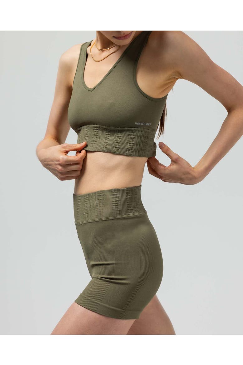 The V-Neck Sports Bra, Alternate, color, OLIVE