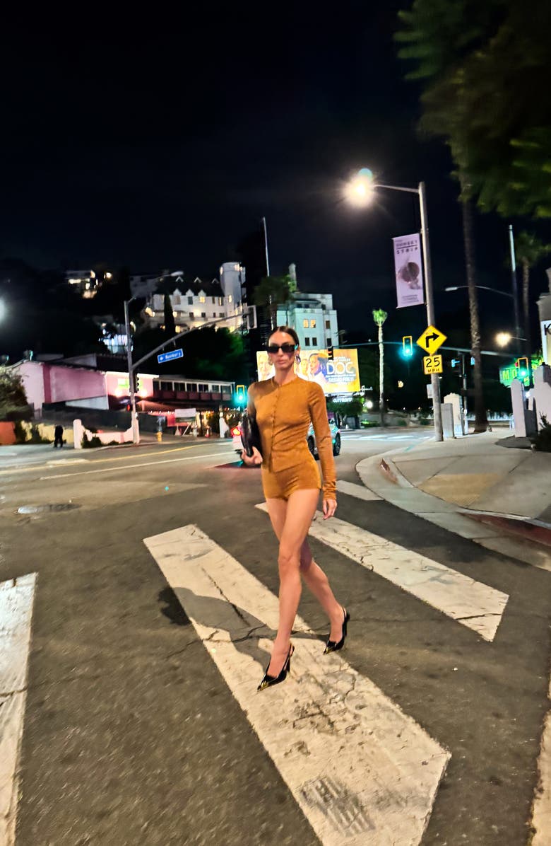 AFRM Linda Metallic Cardigan, Alternate, color, Bronze