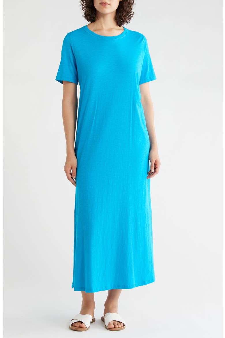 Creneck Organic Cotton Maxi T-Shirt Dress, Main, color, OAHU BLUE