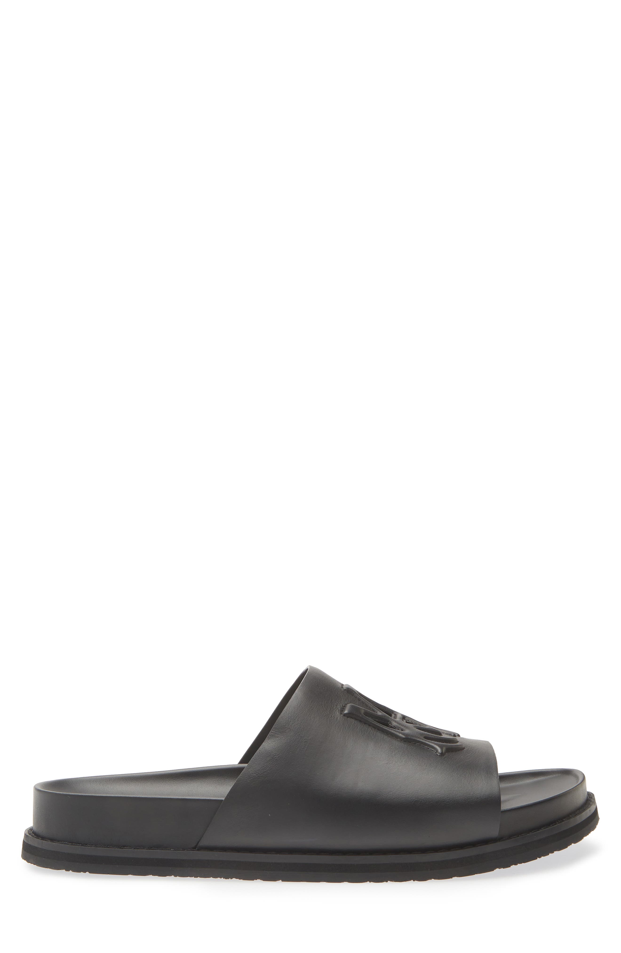 MA Leather Slide Sandal, Alternate, color, BLACK