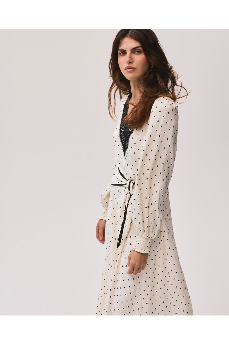 Polka Dot Tie Maxi Dress, Alternate, color, Cream