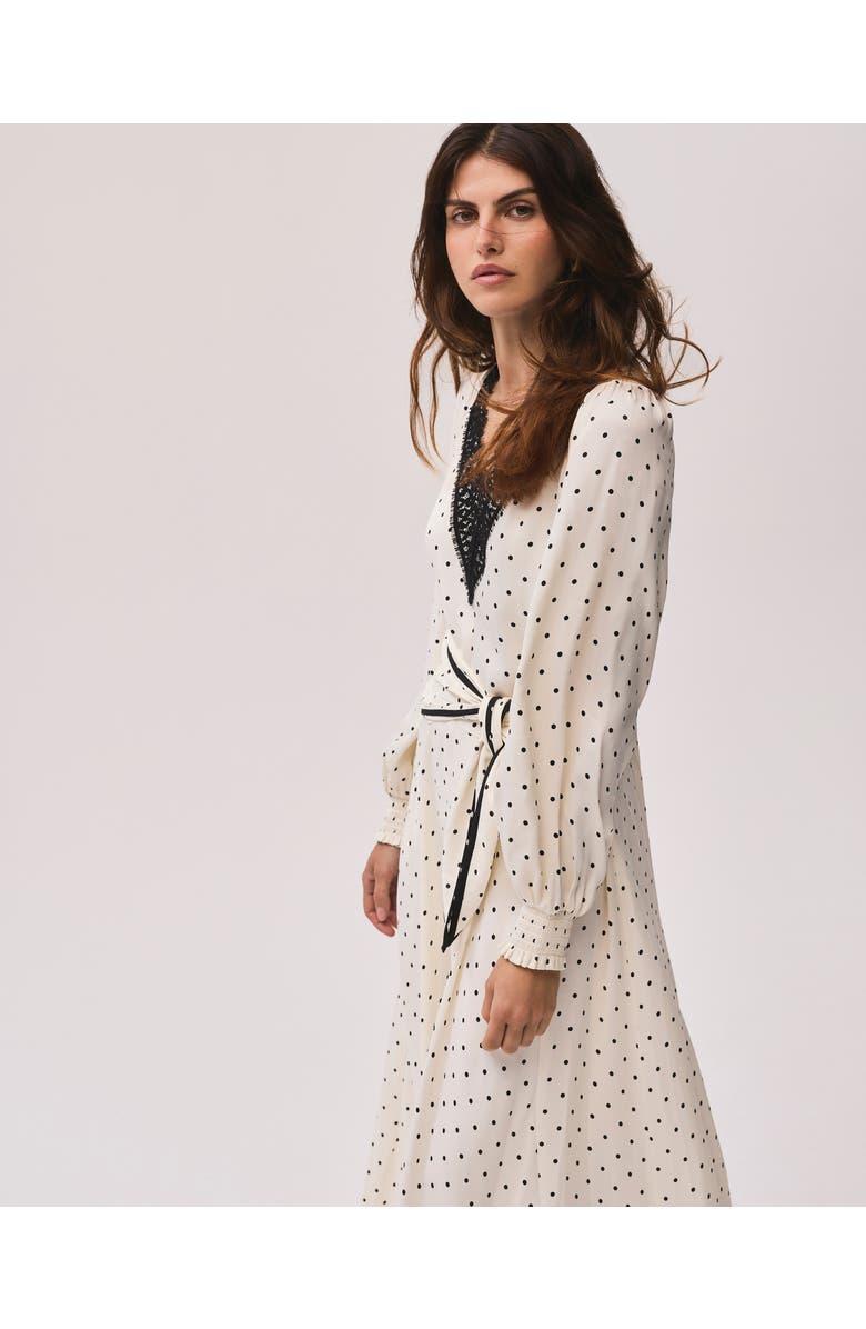 MINT VELVET Polka Dot Tie Maxi Dress, Alternate, color, Cream