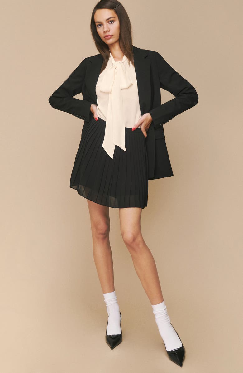 Reformation Tie Neck Blouse, Alternate, color, 