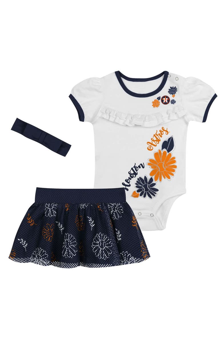 Outerstuff Newborn White/Navy Houston Astros Sweet Catcher 3-Piece Bodysuit, Headband and Skirt Set, Alternate, color, White