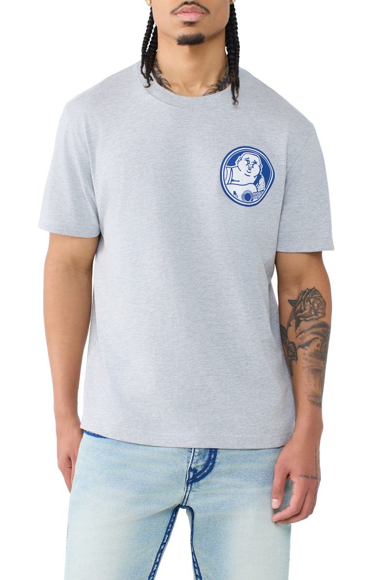True Religion Buddha Shield Cotton Graphic T-Shirt, Main, color, Heather Grey