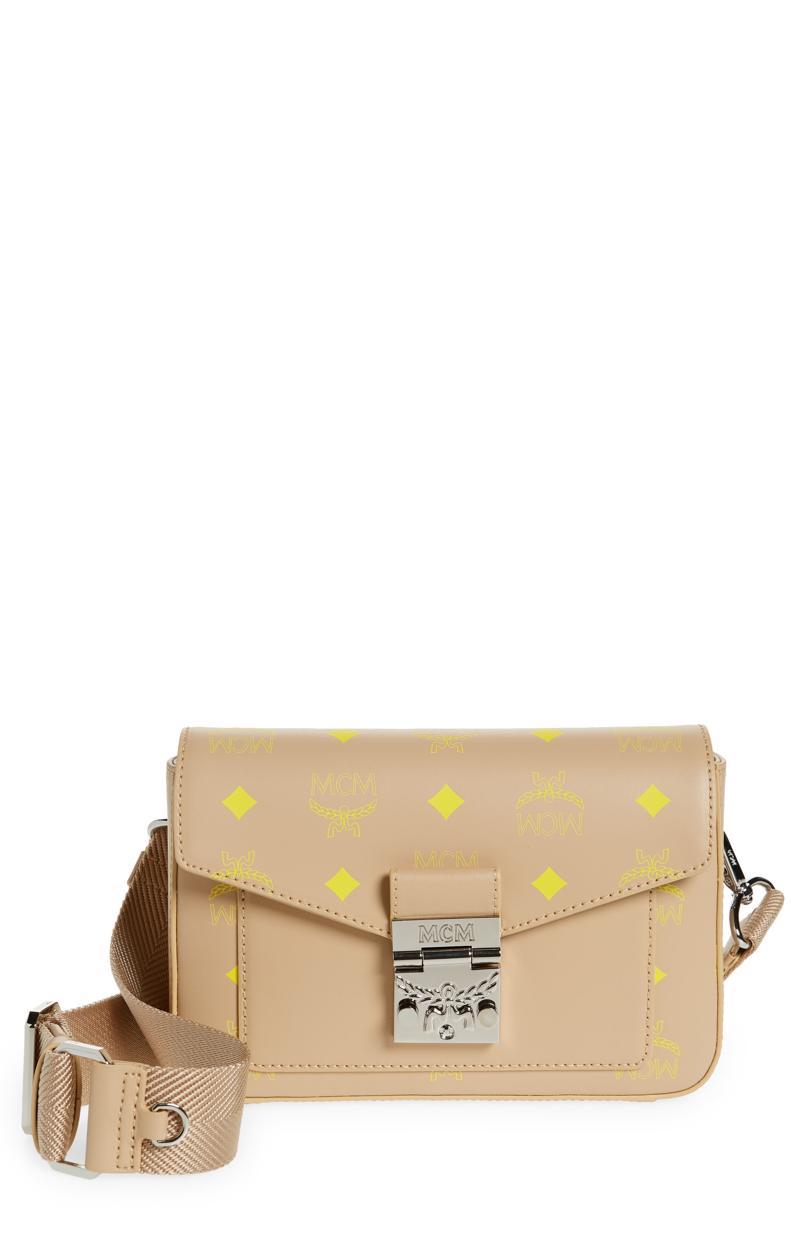 Color Splash Logo Water Repellent Small Crossbody Bag, Main, color, CROISSANT