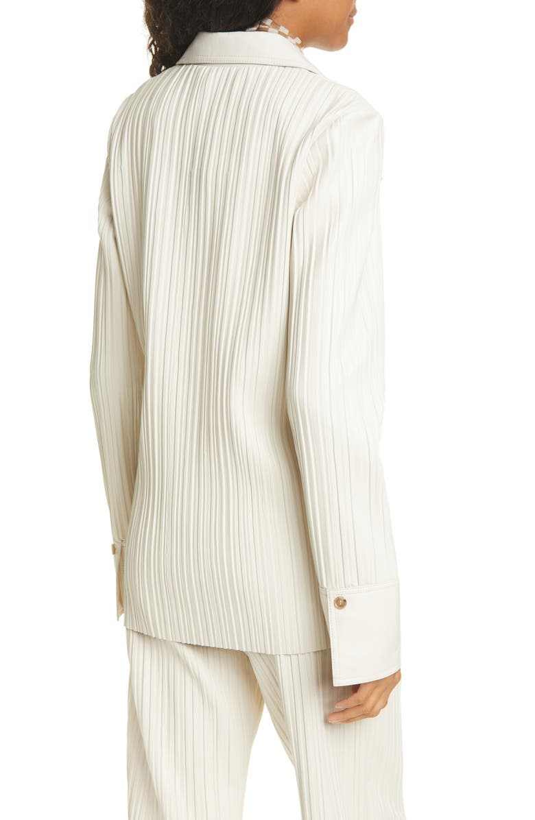 Nanushka Blaine Pleated Button-Up Tunic Shirt, Alternate, color,