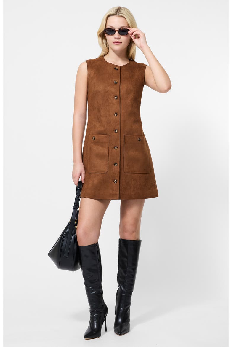 Lany Sleeveless Faux Suede Minidress, Alternate, color, TAN