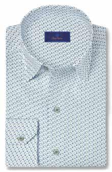 David Donahue Micro Floral Print Sport Shirt