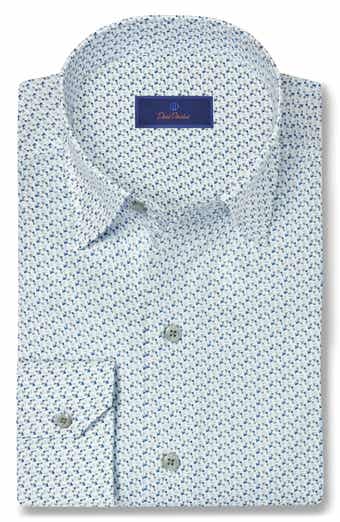 David Donahue Micro Floral Print Sport Shirt