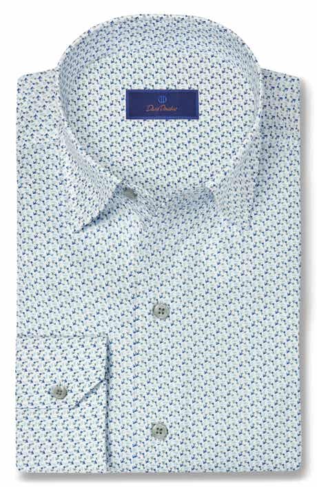 David Donahue Micro Floral Print Sport Shirt