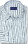 David Donahue Micro Floral Print Sport Shirt