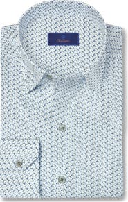 David Donahue Micro Floral Print Sport Shirt