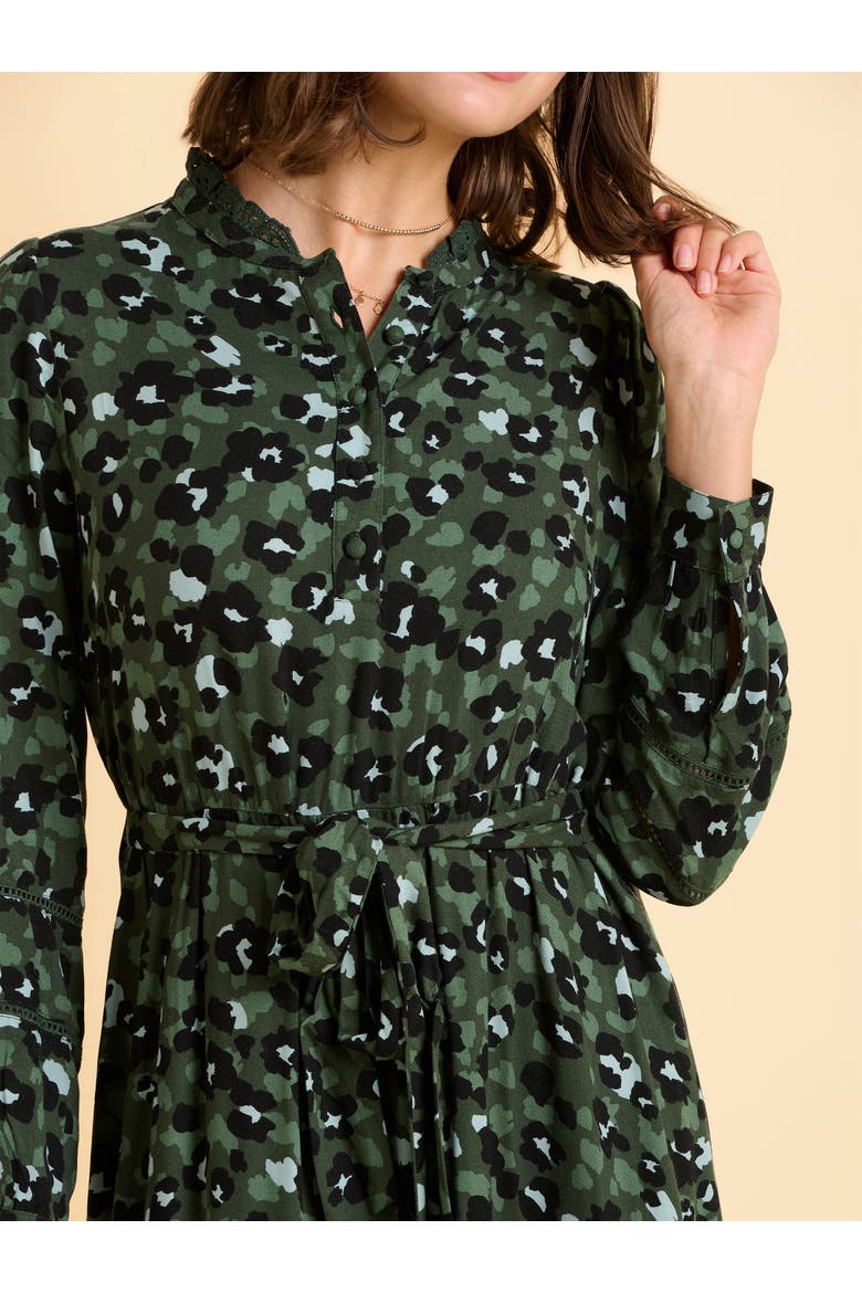 Luna Long Sleeve Button Midi Dress, Alternate, color, Green