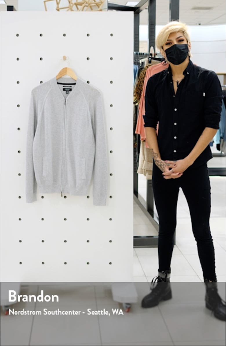 Textured Zip Front Cotton & Cashmere Cardigan, sales video thumbnail