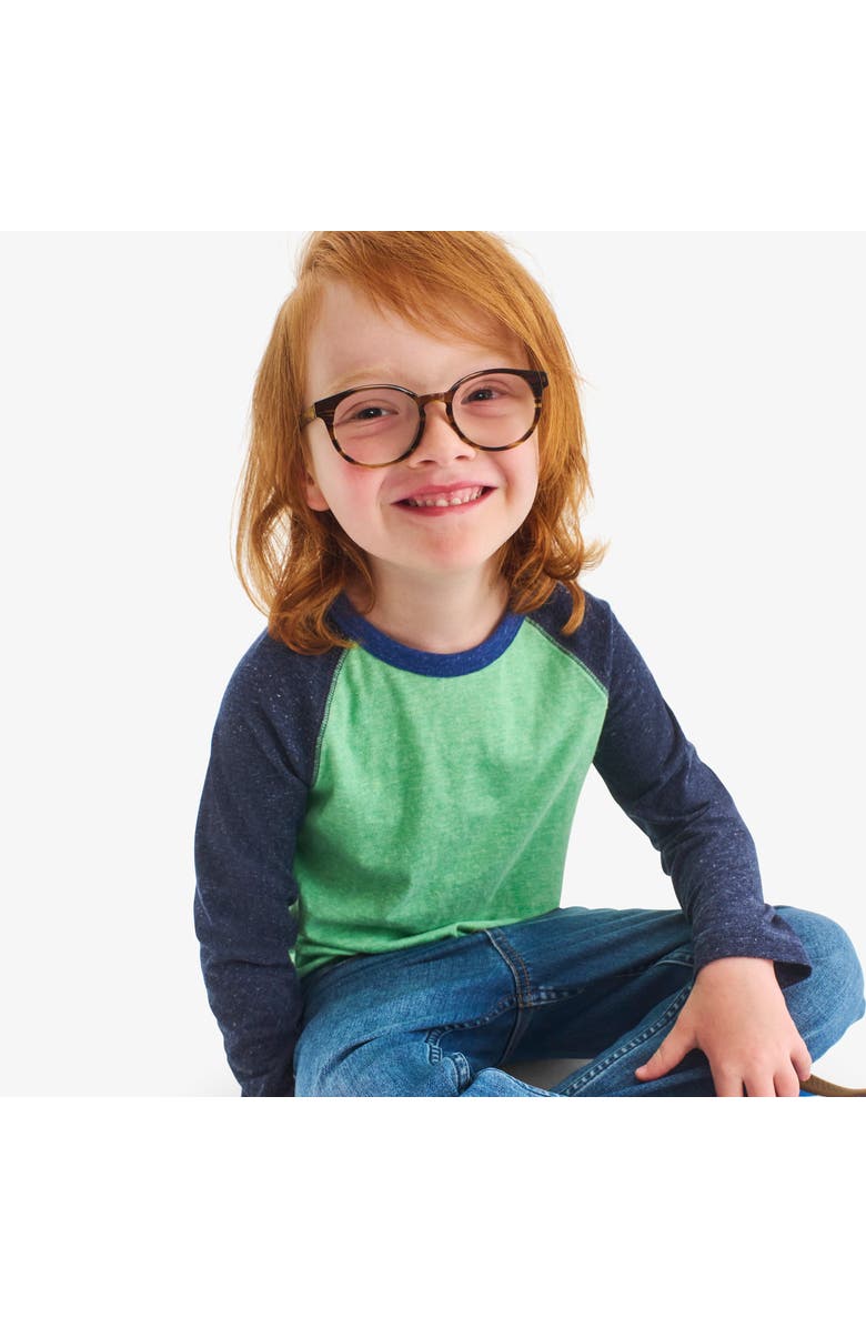 Primary Kids Heathered Long Sleeve Baseball Tee, Alternate, color, Clover/ Navy