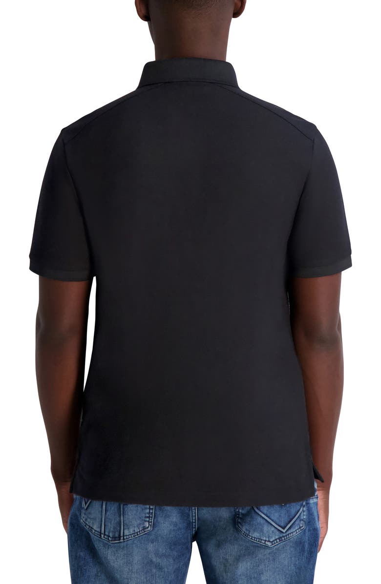 KARL LAGERFELD PARIS Short Sleeve Knit Polo, Alternate, color, Black