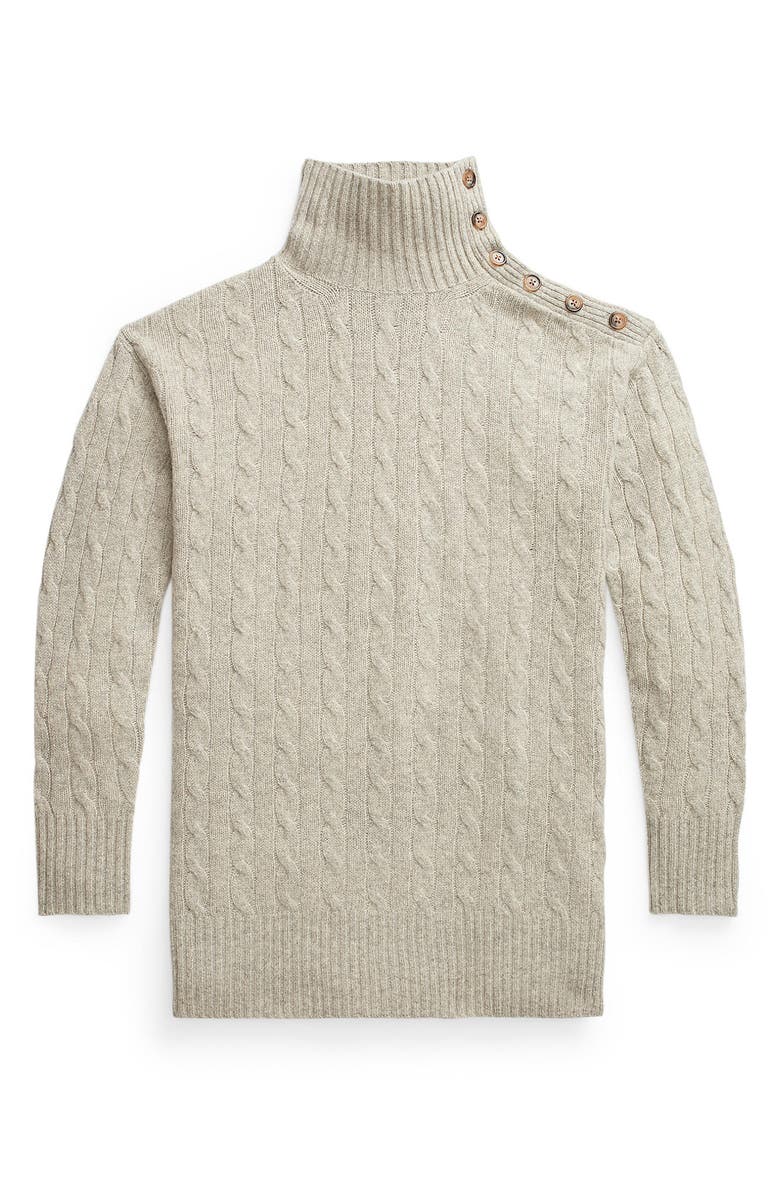 Polo Ralph Lauren Cable Shoulder Button Convertible Turtleneck Sweater, Alternate, color,
