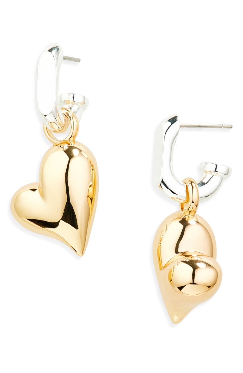 JENNY BIRD Puffy Heart Drop Huggie Hoop Earrings, Main, color, Two-Tone