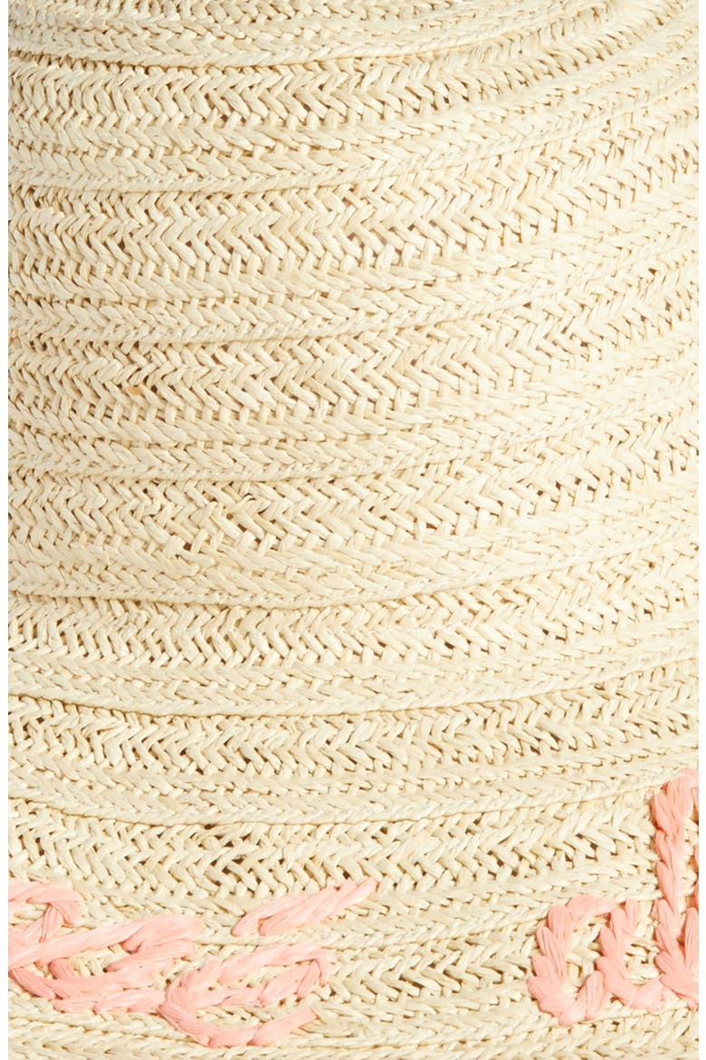 Wordplay Floppy Straw Sun Hat, Alternate, color, PINK TROPICS COMBO