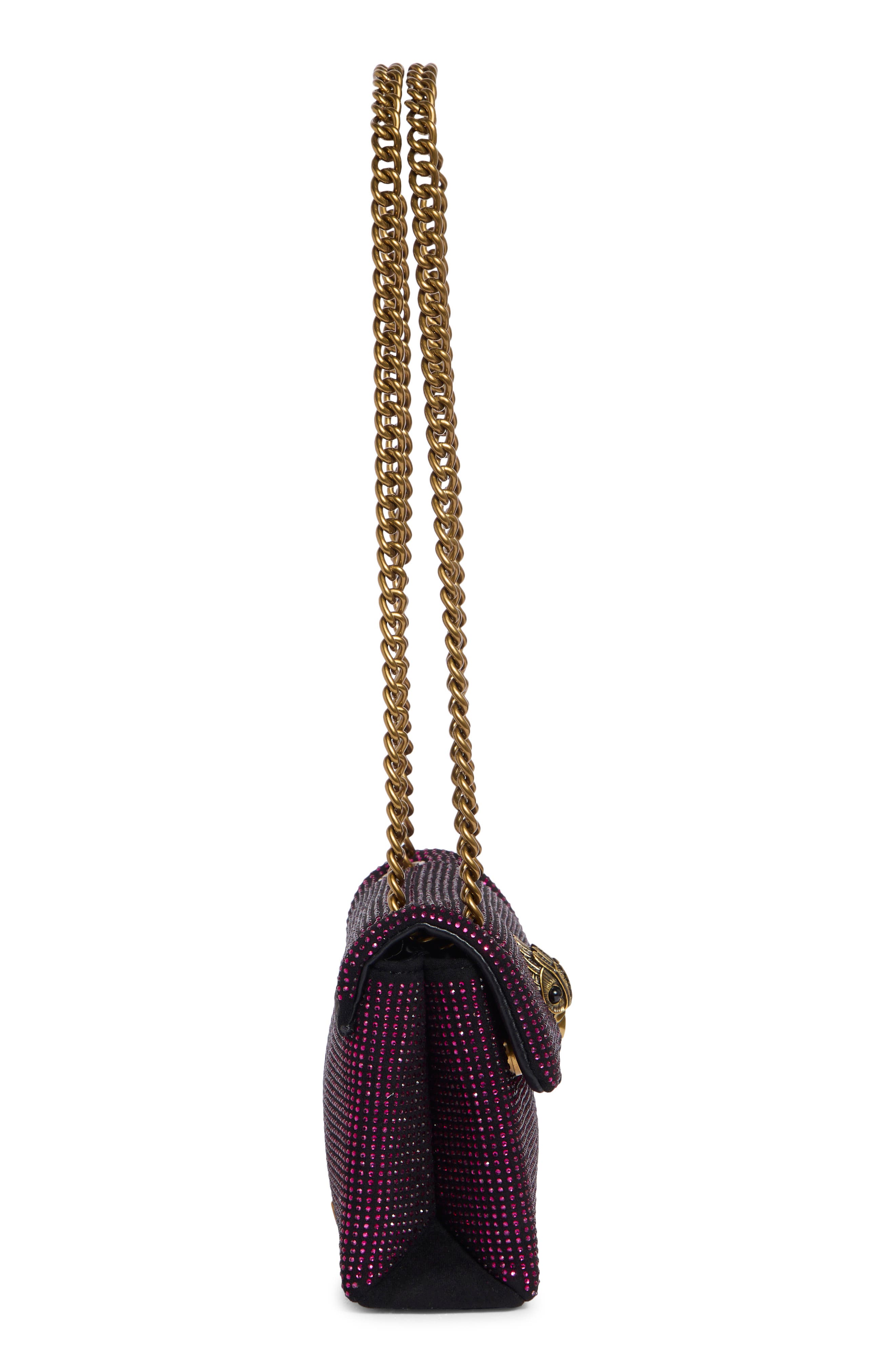 Kurt Geiger London Crystal Encrusted Mini Kensington Convertible Shoulder Bag, Alternate, color, Fuchsia Combo