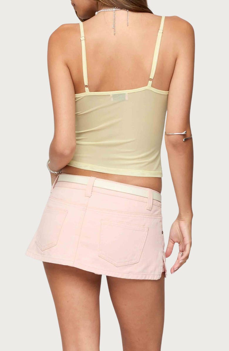 EDIKTED Alanah Flower Keyhole Mesh Camisole, Alternate, color, Yellow