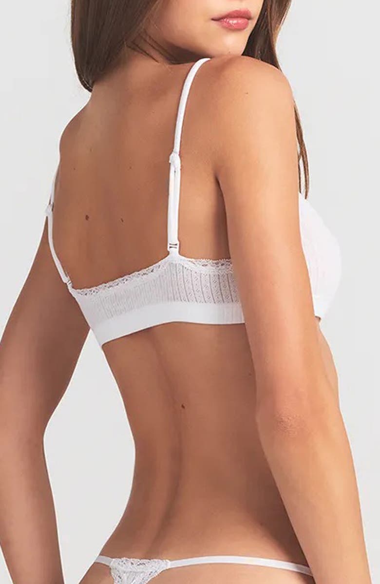 SKIMS Lightweight Stretch Cotton Pointelle Bralette, Alternate, color, Snow