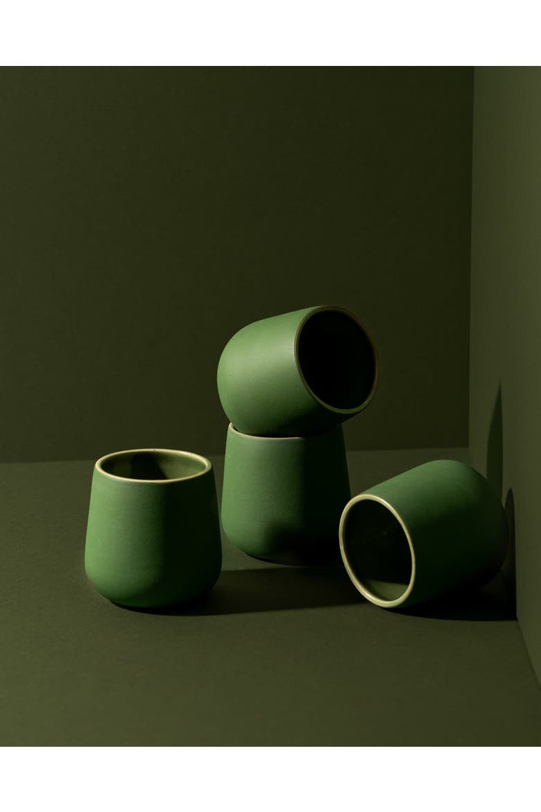 Stoneware Coffee & Tea Cup | Edan 7.5 oz - Set of 4, Main, color, Green