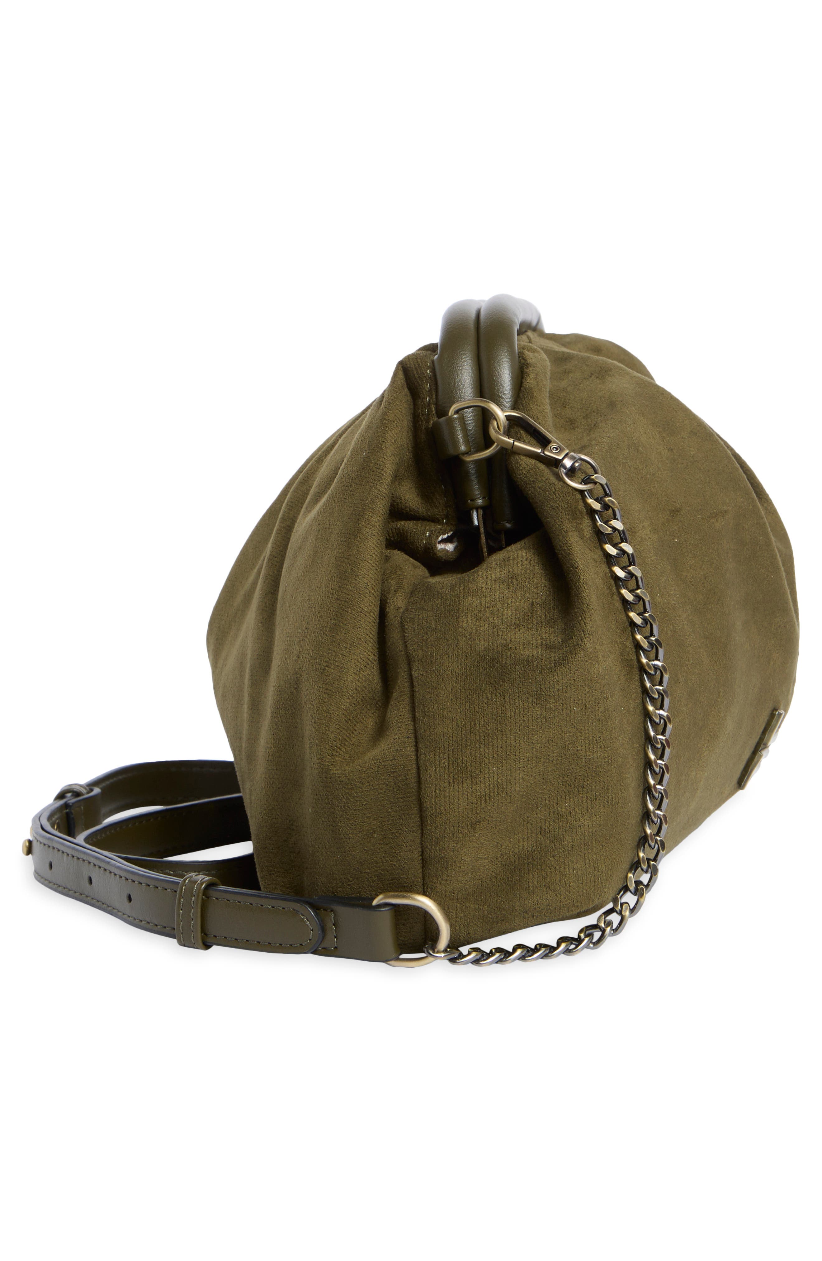 Faux Suede Clutch, Alternate, color, OLIVE