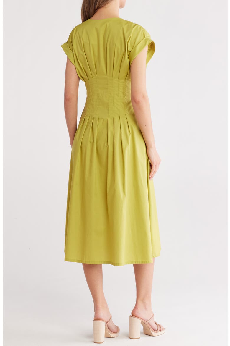 calvin klein lime green dress Short Sleeve Button Front Cotton Blend Midi (Women) calvin klein dark green dress