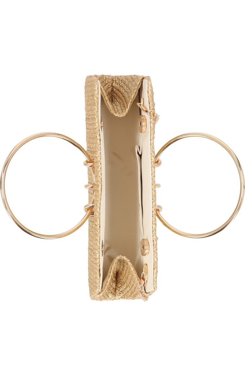 Jessica McClintock Lottie Ring Top Handle Clutch, Alternate, color, Light Gold Metallic