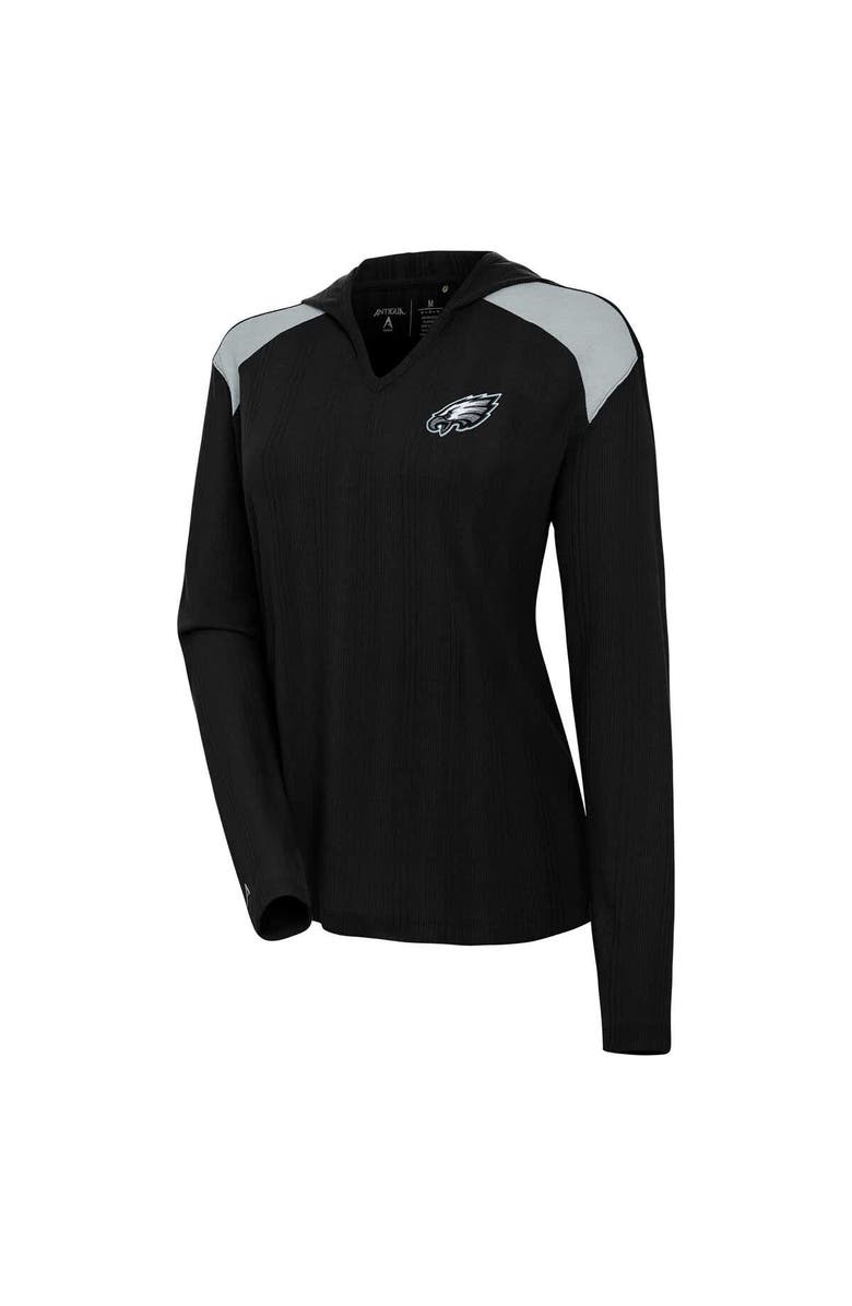 ANTIGUA Women's Antigua  Black Philadelphia Eagles Opulent Long Sleeve Hoodie T-Shirt, Main, color, Black