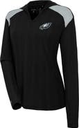 ANTIGUA Women's Antigua  Black Philadelphia Eagles Opulent Long Sleeve Hoodie T-Shirt