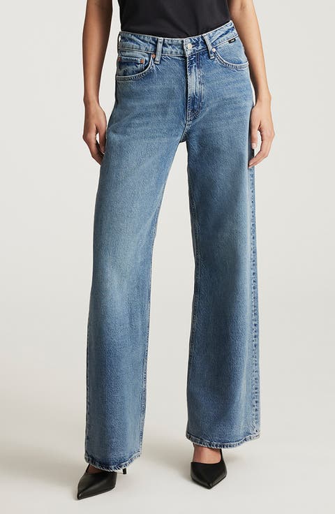 Florida Mid Rise Wide Leg Jeans (Dark Used Classic Blue)