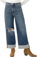 Silver Jeans Co. Be Easy Ripped High Waist Crop Wide Leg Jeans
