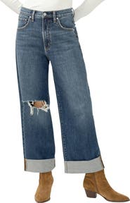 Silver Jeans Co. Be Easy Ripped High Waist Crop Wide Leg Jeans