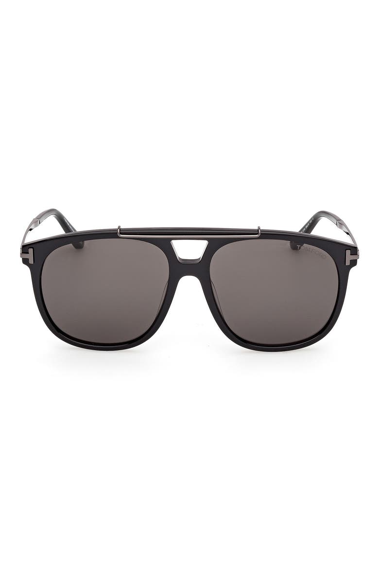 58mm Navigator Sunglasses, Main, color, BLACK / GUNMETAL / SMOKE LENS