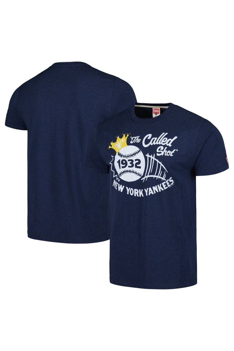 Men's Homage Navy New York Yankees Doodle Collection The Called Shot Tri-Blend T-Shirt, Main, color, Navy