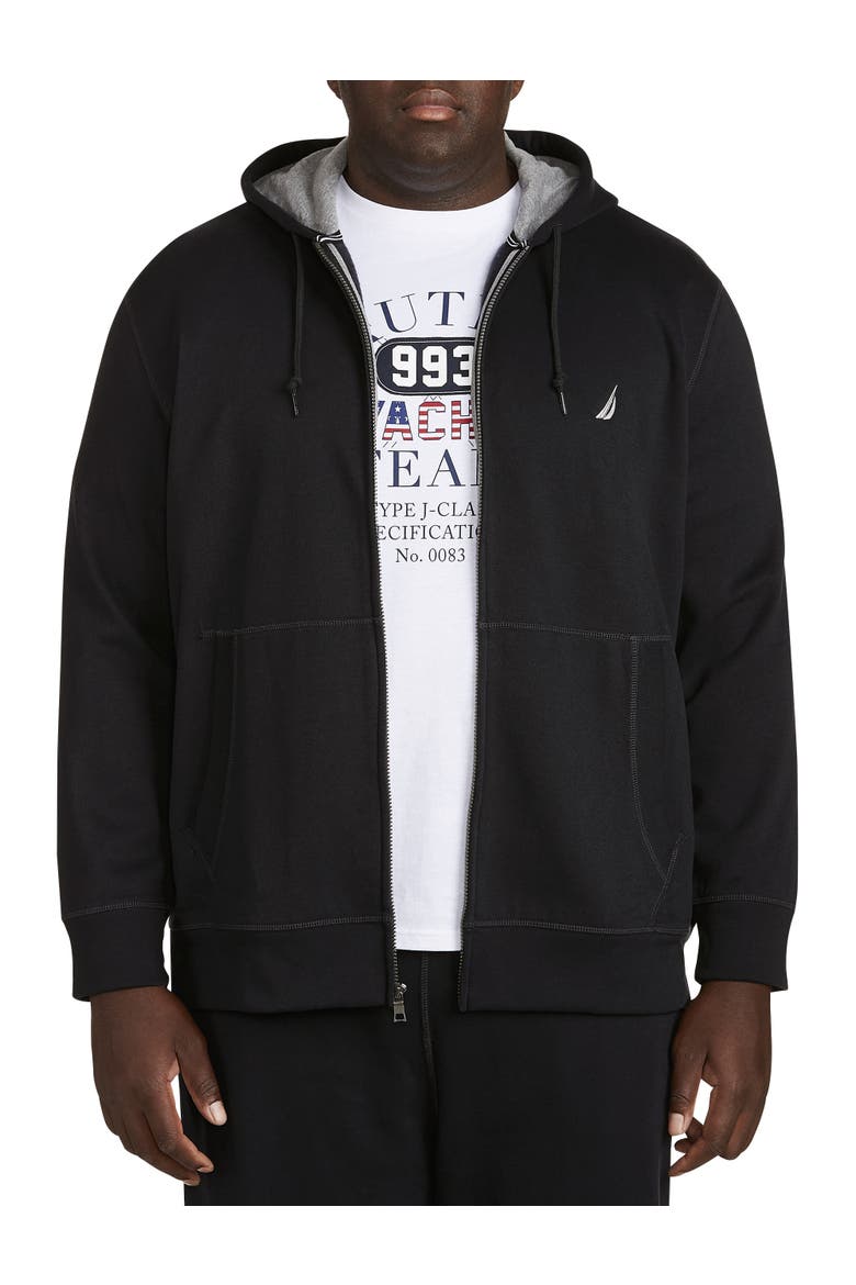 Big & Tall Full-Zip Fleece Hoodie, Main, color, TRUE BLACK