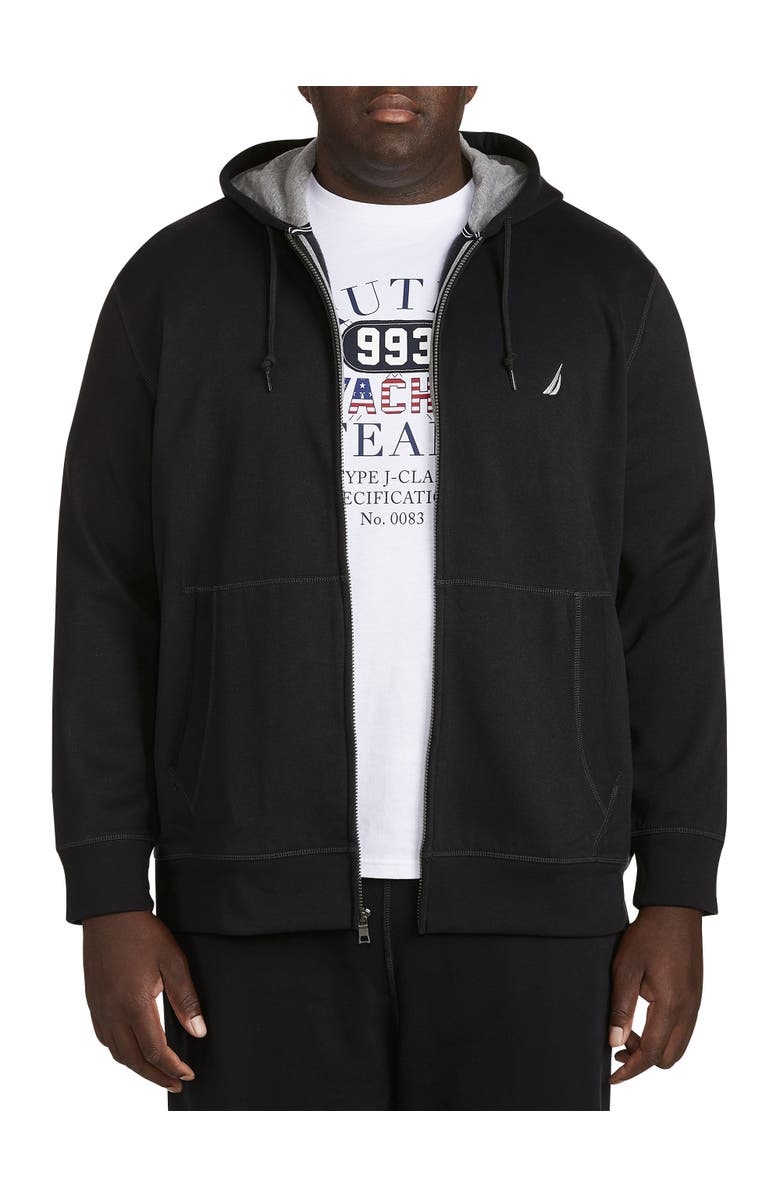 Nautica Big & Tall Full-Zip Fleece Hoodie, Main, color, True Black