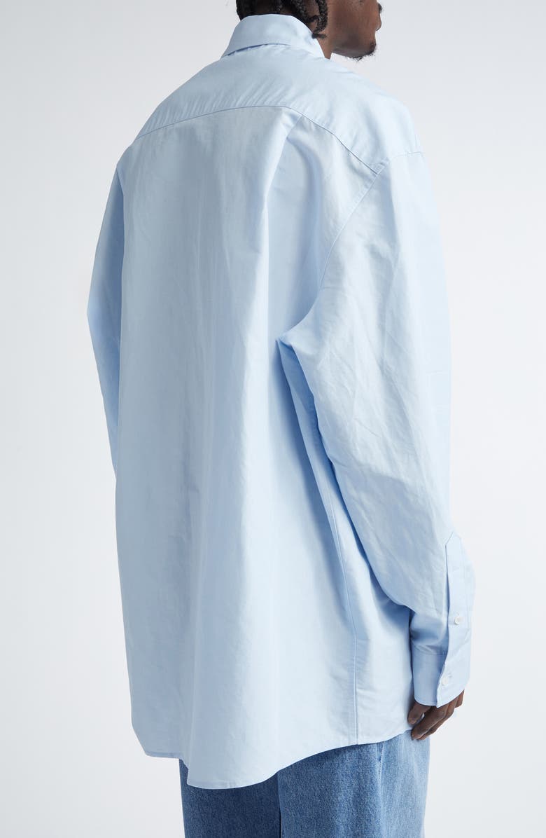 Window Embroidered Oversize Linen & Cotton Button-Up Shirt