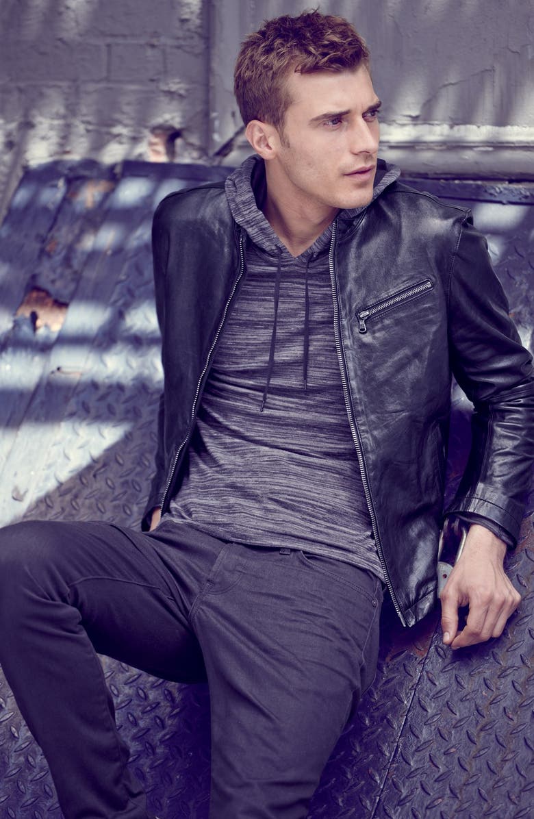 John Varvatos Star USA Leather Moto Jacket, Alternate, color, 