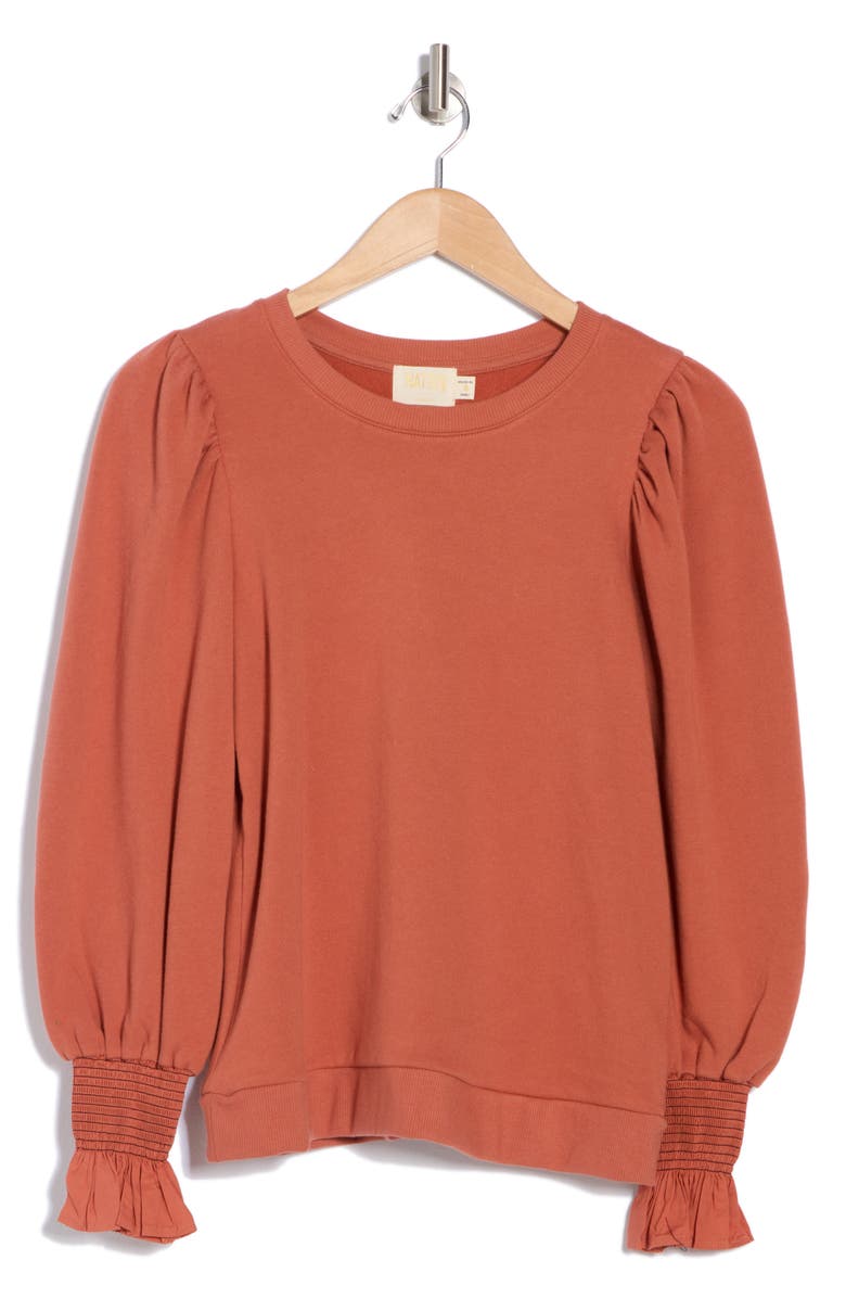 Nation LTD Cecile Smocked Sweatshirt, Alternate, color, Red Clay