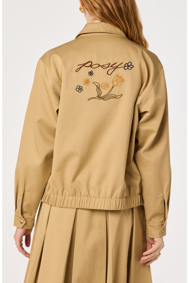 Alice Embroidered Cotton Blend Jacket, Alternate, color, KHAKI