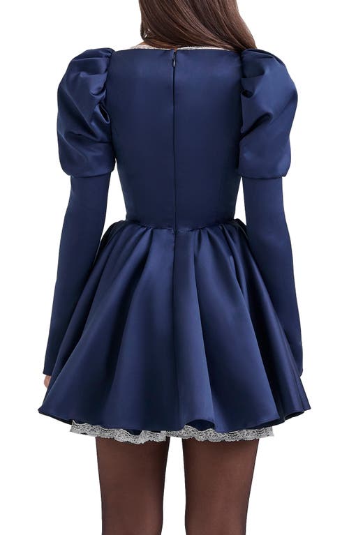 House Of Cb Venetia Puff Shoulder Lace Corset Minidress In Dress Blues