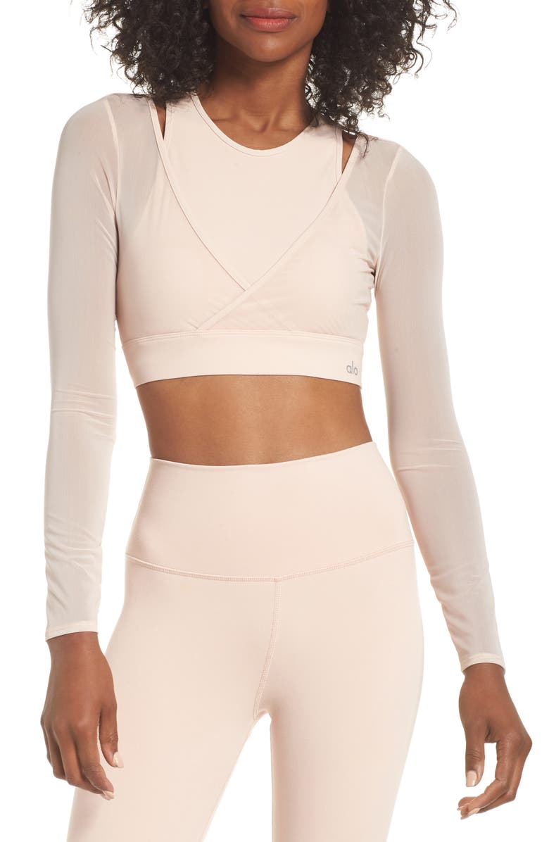 Alo Pivot Layered Look Crop Top, Main, color, 
