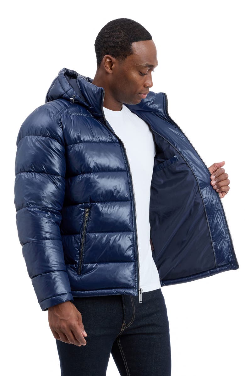 Michael Kors Balloch Water Resistant Hooded Puffer Jacket, Alternate, color, Midnight Navy