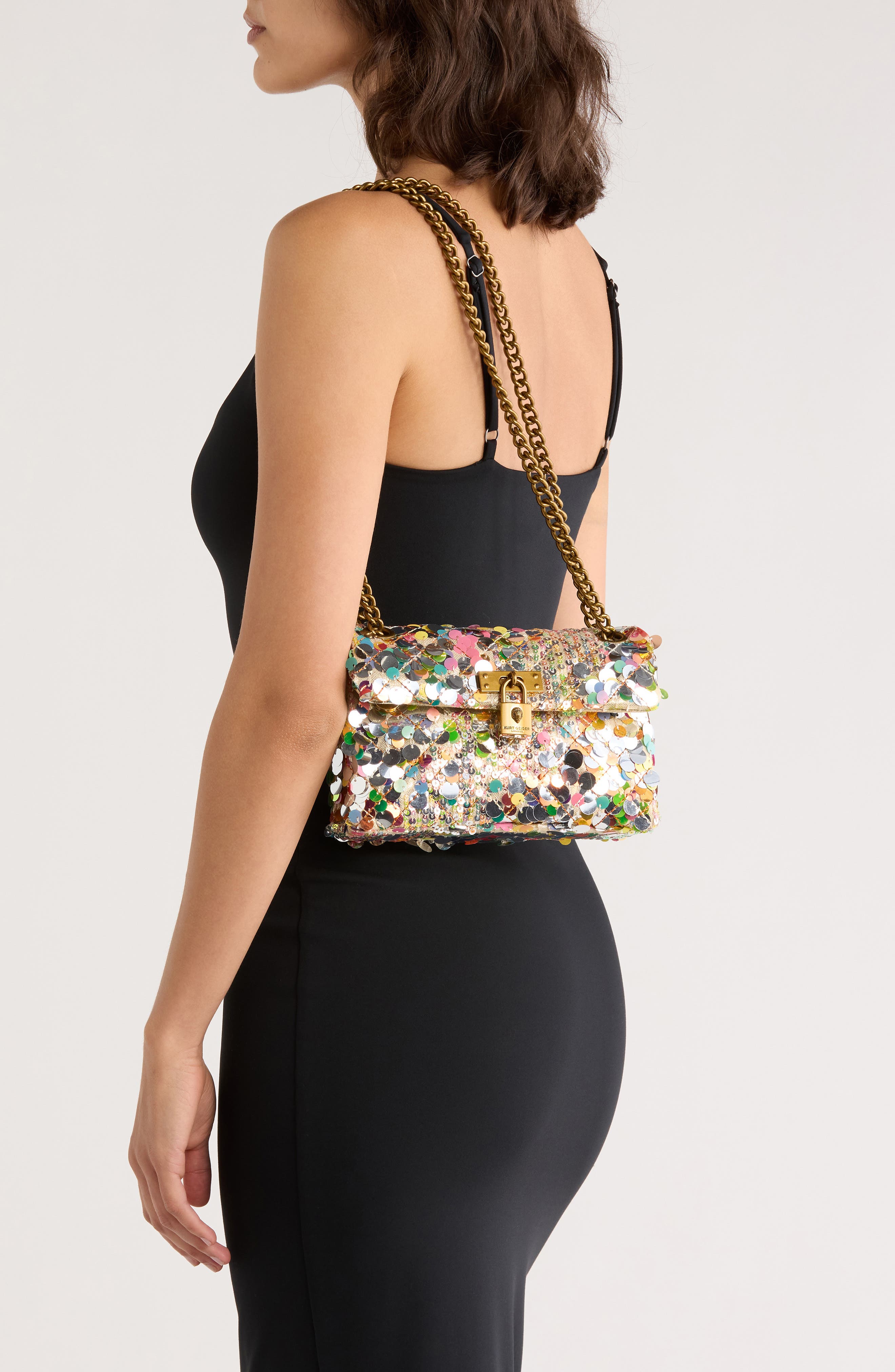 Kurt Geiger London Sequin Mini Brixton Crossbody Bag, Alternate, color, Silver Multi