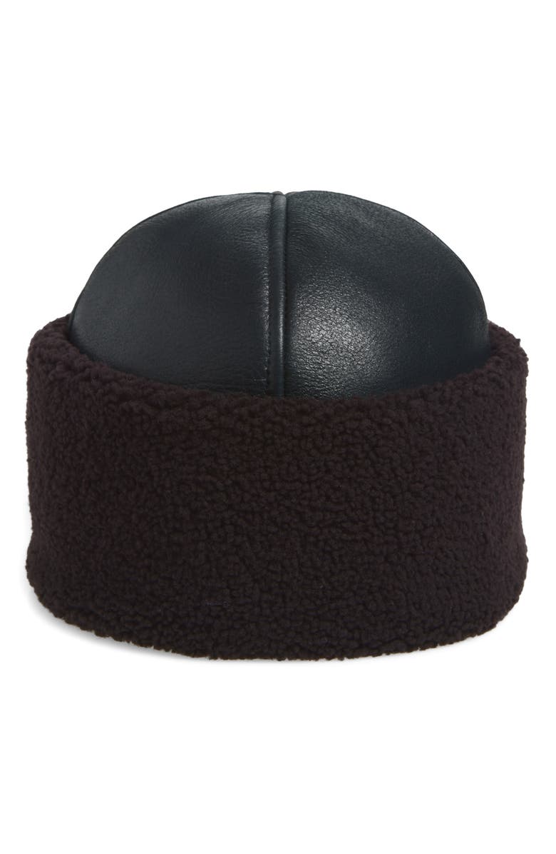 OUR LEGACY Blizzard Genuine Shearling Hat, Main, color, Dark Brown Aviator Shearling